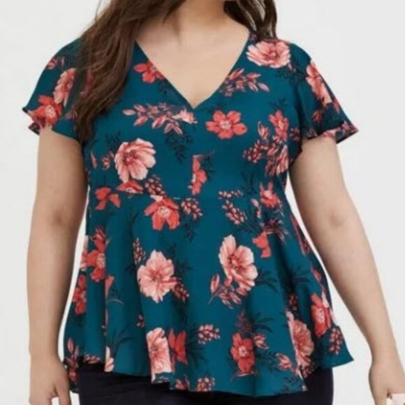 torrid Tops - Torrid Babydoll Georgette with Flutter Sleeves